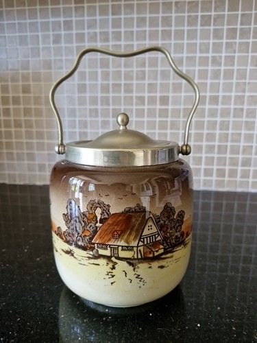 Vtg biscuit barrel porcelain - biscuit,