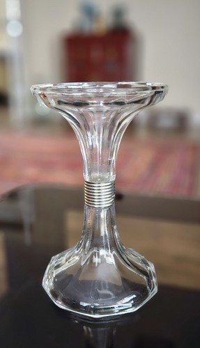 Antique glass hat wig - antique, stand