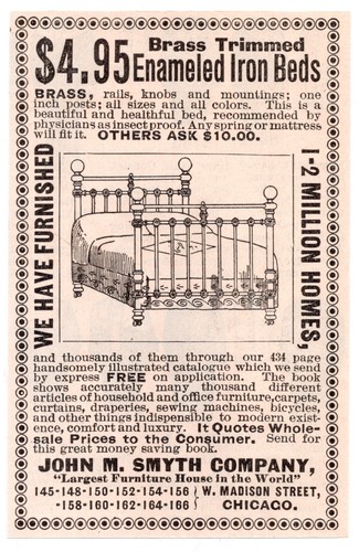 C1880s enamel iron bed frames - bed,
