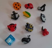 Novelty Buttons New Set of 6  Vintage 1970's Nylon 11 Styles shank Fastening