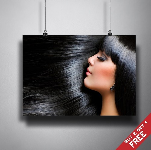 Long black hair poster a4 - long,