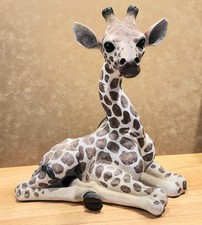 Large Realistic Sitting GIRAFFE Statue Sculpture African Safari Figurine 15.5"