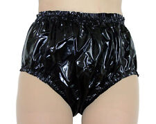 Black PVC Panties Knickers Plastic Underwear Shiny Vinyl Roleplay Briefs 4 Szs
