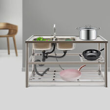 Stainless Steel Deep Twin Pot Wash Catering Sink Commercial Utility Kitchen Prep