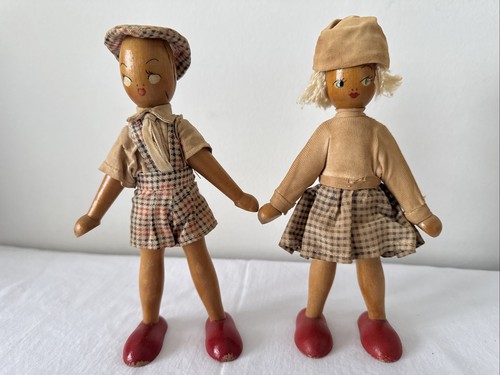 Polish wooden peg doll vintage - wooden,