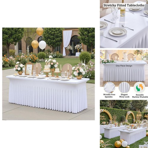 Htper white spandex tablecloth - white,