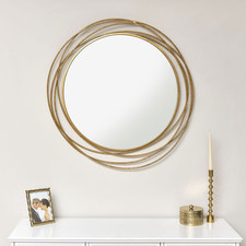 Extra large round antique gold circle swirl mirror vintage chic living room hall