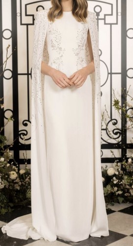 Ivory crystal cape bridal gown - ivory,