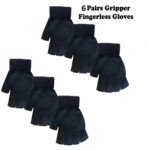6pairs mens adult fingerless - 1-6pairs,