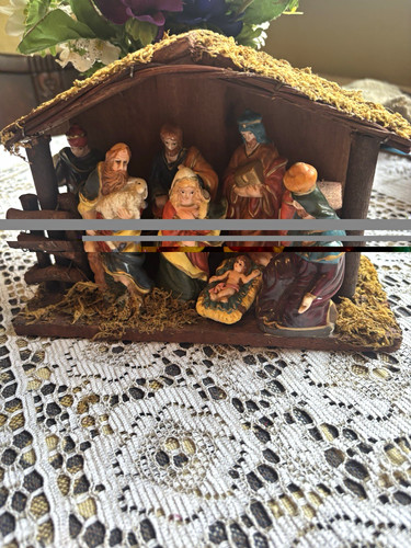 Wooden stable nativity scene - stable,