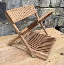 VINTAGE PINE WOOD FOLDING PLATE RACK DISH DRAINER DRYER ~ COUNTRY SHABBY CHIC