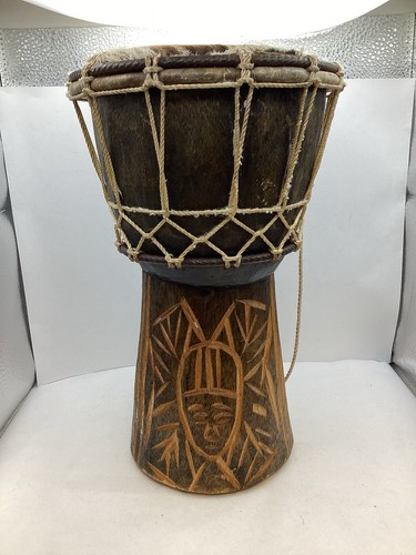 African carved wooden bongo - carved,