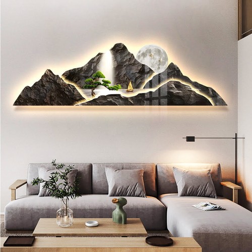 Moonlit mountains scenic - mountains, led