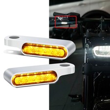 2x Handlebar LED Turn Signal Mini Marker Lights Chrome For Harley FATBOB V-Rod