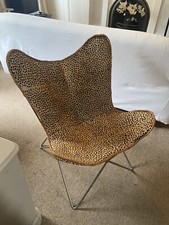 Vintage Leopard Print Butterfly Chair Leather