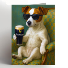 Jack Russell Terrier funny dog pet for him her beer greeting card