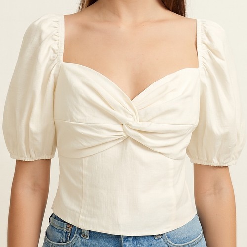 Elodie twist front puff sleeve - front,