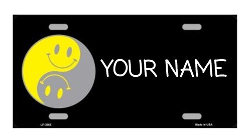 Black tag smiley yin - black,