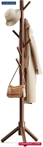 Sturdy wooden coat tree with - sturdy,