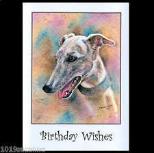 Greyhound Dog art painting Birthday card large from original by Suzanne Le Good