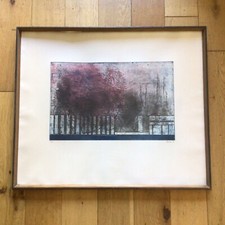 Vintage Abstract Landscape Coloured Etching Print Signed Dated 71 Ltd Edt 18/38