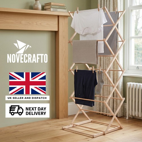 Portable wooden clothes - clothes, airer