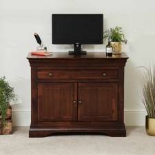 French Hardwood Mahogany Stained Hideaway Computer Desk- HW54