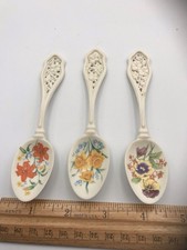 3 Painted Flower Avon Spoons