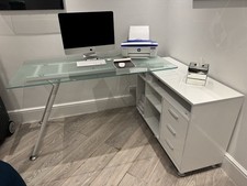 Modern Glass Top Computer Desk