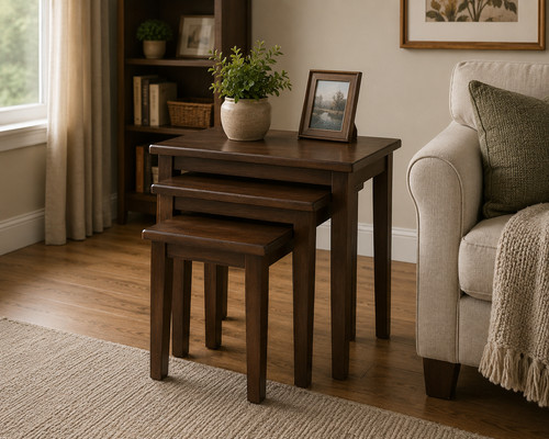 Mahogany effect nest tables - mahogany,