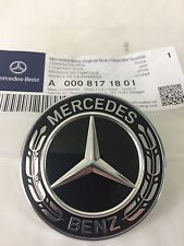 NEW Genuine Mercedes-Benz Black Wreath Flat Bonnet Badge Emblem A0008171801
