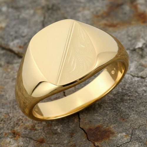 Yellow gold cushion - cushion, signet