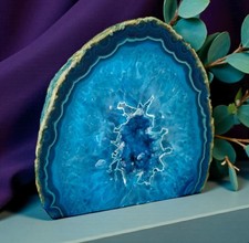 Blue Agate Standing Cut Base – A Calming & Soothing Crystal, Crystal Shop UK
