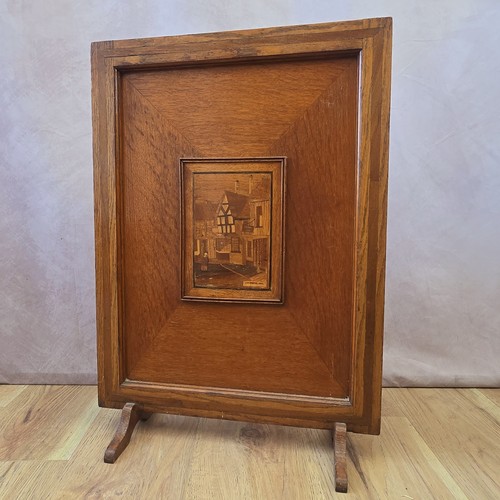 Vintage oak marquetry fire - vintage,