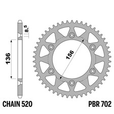 CAGIVA WMX 125 1989-1989 corona PBR passo 520 50 Denti Ergal