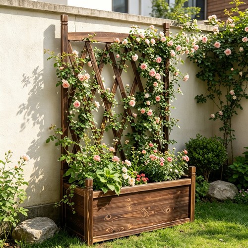 Solid wood planter box garden - wood,