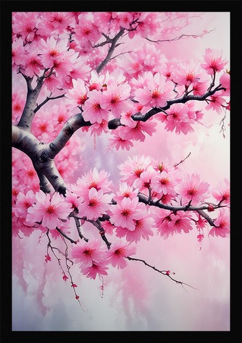 Vibrant cherry blossom framed - cherry,