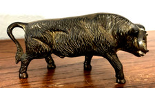 Vintage Bronze Brass Bull Figurine Sculpture 6.25" x 3"