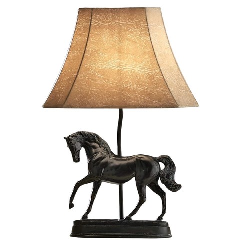 Antique black horse table - horse, lamp