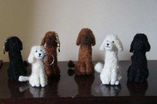 Needle felted poodles 3 - poodles, (3