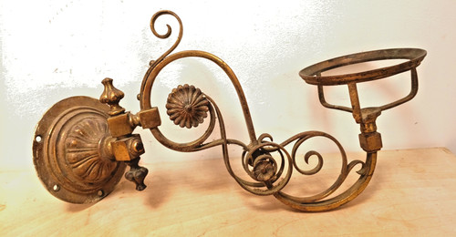 Antique brass oil lamp - antique, bracket