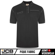 JCB Trade Work Polo Shirt Black, 3 Button, Collared, Phone pocket With Zip Black