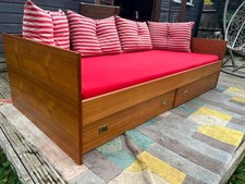 Domino Mobler Danish Mid-Century Modern Teak Day Bed Sofa with Storage red