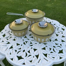 Catherine Holm Vintage Saucepan & Lid casserole dish Green Lotus Enamel Norway 