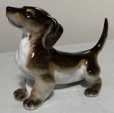 Vtg Lomonosov Dachshund Figurine Imperial USSR Porcelain 1960s