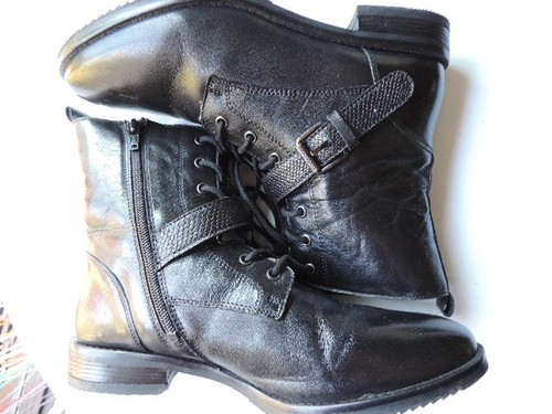 Ladies black leather ankle - black,