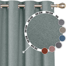 Thermal Thick Blackout Curtains Ready Made Eyelet Ring Top Curtain Pair Tiebacks