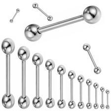 STAINLESS STEEL BARBELL STRAIGHT BAR PIERCING SILVER TRAGUS INDUSTRIAL TONGUE