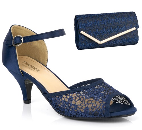 New navy blue lace mid - navy, heel