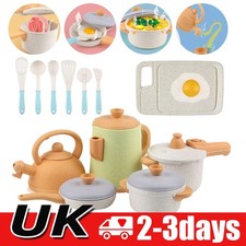 13Pcs Kids Play Childrens Toy Kitchen Cooking Utensils Pots Pans Accessories Set